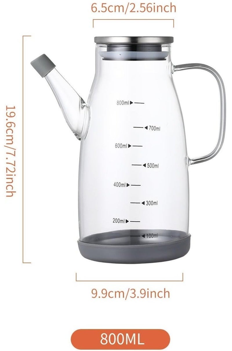 HOME ZONE Large High Borosilicate Glass Oil Bottle for Cooking 27floz Oil and Vinegar Dispenser Cruet with Non-Slip Silicone Base 800ml - Image 2